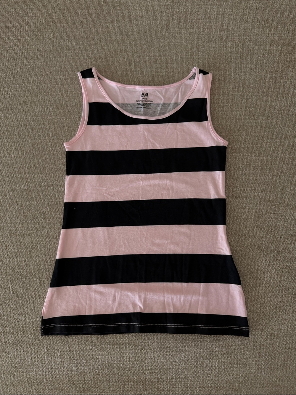 H&M Pink & Black Wide-Stripe Tank
